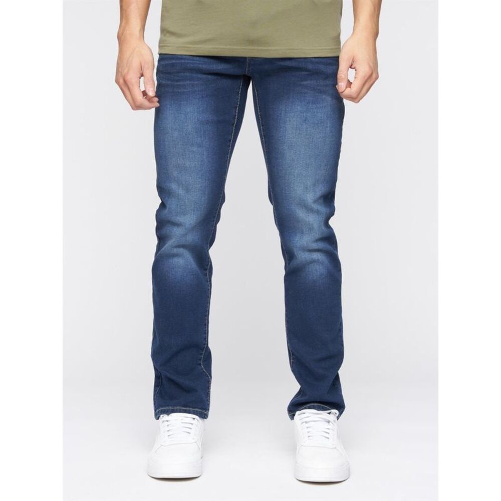 Crosshatch Mens Farrowed Stretch Jeans / Dark Wash